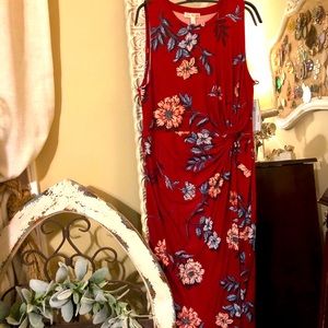 Slim midi dress with faux knotted waist